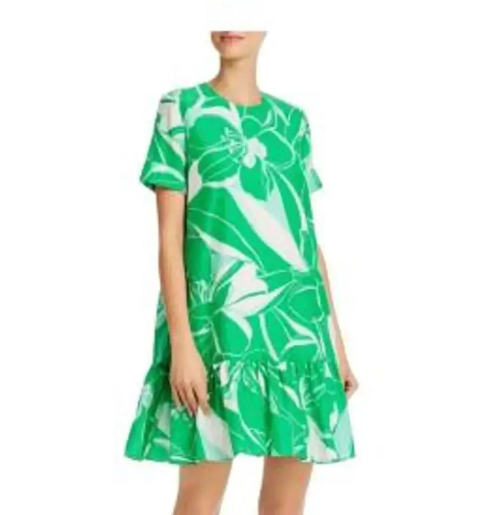 milly green tropical mini dress size 4 - Picture 1 of 4